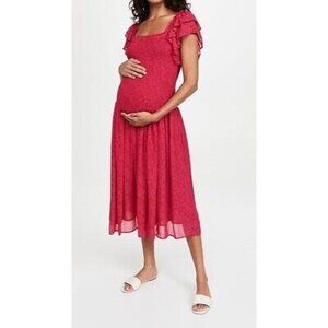 Hatch Cosette Dress Samba Print, Maternity, Smocked Lightweight Ruffle Sleeve, 3
